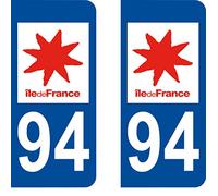 SAFIRMES 2 Stickers Autocollant Style Plaque Immatriculation département 94