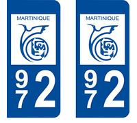 SAFIRMES 2 Stickers Autocollant Style Plaque Immatriculation département 972 Martinique