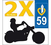 SAFIRMES 2 Stickers Autocollant Style Plaque Moto département 59