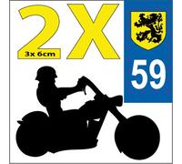 SAFIRMES 2 Stickers Autocollant Style Plaque Moto département 59 Lion des Flandres