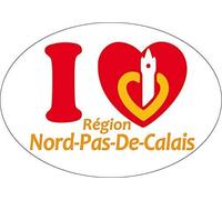 SAFIRMES 2 X Autocollant- I Love Nord Pas DE Calais Autocollant Ovale 10x7 cm
