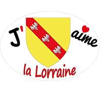 SAFIRMES 2 X Autocollant -J'aime LA Lorraine Autocollant Ovale 10x7 cm