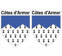 SAFIRMES 2 X Blason Autocollants 4x5 cm - Cote D'ARMOR département 22 - ECUSSON Sticker