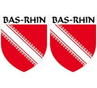 SAFIRMES 2 X Blason Bas-RHIN Autocollants 4x5 cm département 67 ECUSSON Sticker