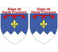 SAFIRMES 2 X ECUSSONS Autocollants 4x5 cm - Alpes DE Haute Provence département 04 - Blason Sticker