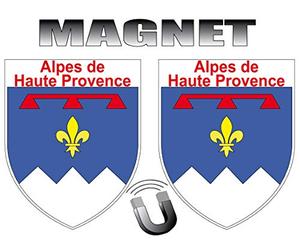 SAFIRMES 2 x Magnet Forme Blason Aimant frigo département 04 Alpes DE Haute Provence 2X écusson Magnétique 4x5cm