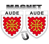 SAFIRMES 2 x Magnet Forme Blason Aimant frigo département 11 AUDE 2X écusson Magnétique 4x5cm