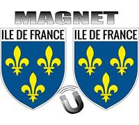 SAFIRMES 2 x Magnet ILE DE France Forme Blason Aimant frigo Region ILE DE France 2X écusson Magnétique 4x5cm