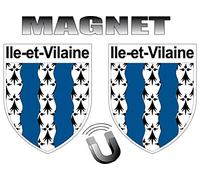 SAFIRMES 2 x Magnet ILE ET VILAINE Forme Blason Aimant frigo département 35 ILE ET VILAINE 2X écusson Magnétique 4x5cm