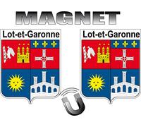 SAFIRMES 2 x Magnet LOT ET GARONNE Forme Blason département 47 Aimant frigo 2X écusson Magnétique 4x5cm