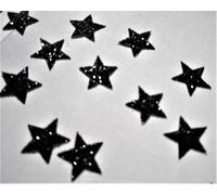 SAFIRMES 20 Etoiles Couleur Noir Patch hotfix Transfert thermocollant Glitter Black 1,5cm Effet Bling