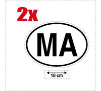 SAFIRMES 2X Autocollant Sticker Drapeau Oval Code Pays Voiture Moto MA-Maroc