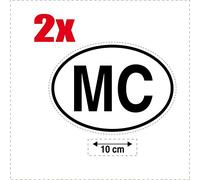 SAFIRMES 2X Autocollant Sticker Drapeau Oval Code Pays Voiture Moto MC-Monaco