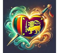 SAFIRMES 2X Sticker Voiture Moto Valise PC déco Coeur Design Imaginaire du Drapeau SRI Lanka