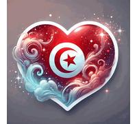SAFIRMES 2X Sticker Voiture Moto Valise PC déco Coeur Design Imaginaire du Drapeau Tunisie