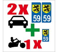 SAFIRMES 3 Stickers Style Auto-Moto 59 Lion des Flandres