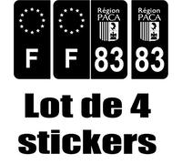 SAFIRMES 4 Autocollants 2 Paires Style Auto 10cm Full Black F+ 83