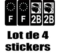 SAFIRMES 4 Autocollants Stickers Auto Plaque d'immatriculation 2B Black Edition Corse