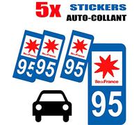 SAFIRMES 5 Autocollants Style Plaque immatriculation Auto Département 95