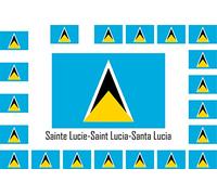 SAFIRMES Assortiment 15 Autocollants Vinyle Stickers Flag Drapeau Sainte-Lucie-Saint-Lucia-Santa-Lucia
