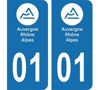 SAFIRMES Département 01-2 Autocollants Style immatriculation Auto Plaque Auvergne 2018