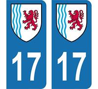 SAFIRMES Département 17-2 Autocollants Blason immatriculation Auto Plaque AQUITAINE 2018