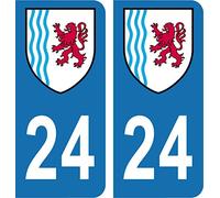 SAFIRMES Département 24-2 Autocollants Blason immatriculation Auto Plaque AQUITAINE 2018
