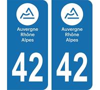 SAFIRMES Département 42-2 Autocollants Style immatriculation Auto Plaque Auvergne 2018