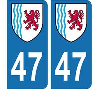 SAFIRMES Département 47-2 Autocollants Blason immatriculation Auto Plaque AQUITAINE 2018
