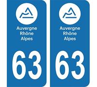 SAFIRMES Département 63-2 Autocollants Style immatriculation Auto Plaque Auvergne 2018