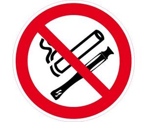 SAFIRMES Étiquette de sécurité ISO - International Non Fumeur et sans e-Cigarette Symbole - Défense de Fumer et de vapoter - Autocollant 100mm Diamètre (Pack de 5 Stickers)
