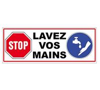 SAFIRMES Lot 4 X Autocollant Lavez Vos Mains Geste Barriere Sticker Virus 8x4 cm
