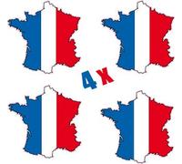 SAFIRMES Lot de 4 Petits Stickers Carte France Bleu Blanc Rouge 5cm Vinyle adhésif