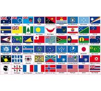 SAFIRMES lot de 54 autocollants différents drapeaux de pays et territoires en Océanie, Vinyle, Rectangulaire, Multicolore, Résistant à l'eau, Imprimé, Usage unique, Intérieur, Drapeaux Océanie