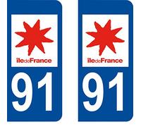 SAFIRMES Paire Sticker immatriculation 91 - Essonne