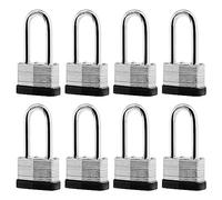 SafiSwords Lot de 8 cadenas à clés identiques en acier laminé, 4,5 cm de large, lot de cadenas robustes avec les mêmes clés