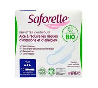 Saforelle Serviettes de nuit en coton bio avec ailettes 10 unités