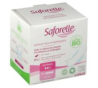 Saforelle Protections Serviette Hygiénique Jour en Coton Bio avec Ailettes 10 unités