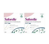 Saforelle Protections Serviettes Hygiéniques en Coton BIO Nuit - Lot de 2 x 10 protections