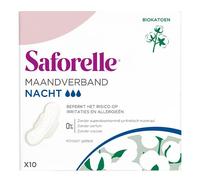Saforelle Protections Serviettes Nuit en Coton Bio avec Ailettes 10 unités