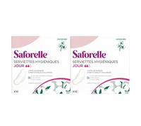 Saforelle Serviettes Hygiéniques en Coton Bio avec Ailettes Jour - Lot de 2 x 10 protections