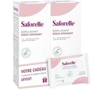 Saforelle Soin Lavant Doux Lot de 2 x 500 ml + 1 Sachet de Lingettes Intimes Offert