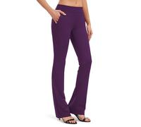 Safort Yoga Pants Bootcut Regular/Grandes Tailles, Longueur de l'entrejambe 71cm/76cm/81cm/86cm, Style Chic, Quatre Poches,Violet,XL