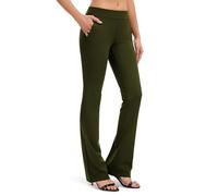 Safort Yoga Pants Bootcut Regular/Grandes Tailles, Longueur de l'entrejambe 71cm/76cm/81cm/86cm, Style Chic, Quatre Poches,Vert Militaire,XL