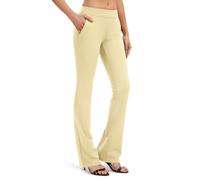 Safort Yoga Pants Bootcut Regular/Grandes Tailles, Longueur de l'entrejambe 71cm/76cm/81cm/86cm, Style Chic, Quatre Poches,Kaki,XL