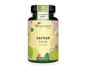 Safran 30 mg | Extrait de Qualité : Affron® | 120 Gélules | Analysé en Laboratoire | Vegan & Sans Additifs | Vegavero®