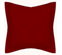 Safran Housse de Coussin Déco Jeté de lit Taie d'oreiller Bordeaux Coton Uni 5,1 cm Bride Bordure Solide Housse Amovible, Insert Non Inclus 20x20 Bordeaux