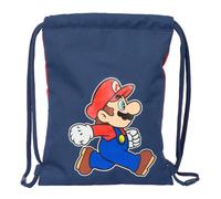 safta SUPER MARIO TRICK - Sac à dos plat junior, idéal pour enfants de différents âges, confortable et polyvalent, qualité et résistance, 26 x 34 cm, Bleu foncé/rouge, M, Décontracté