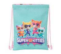 SUPERKITTIES - Sac à dos plat junior, idéal pour enfants de différents âges, confortable et polyvalent, qualité et résistance, 26 x 34 cm, Rose clair/turquoise pastel, M, Décontracté