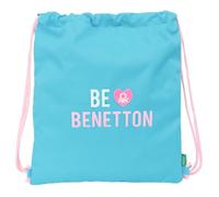 safta Benetton Unique - Grand sac à dos plat, idéal pour les enfants de différents âges, confortable et polyvalent, qualité et résistance, 35 x 40 cm, Bleu turquoise/rose clair, M, Décontracté